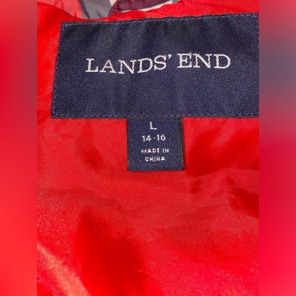 Lands' End Down Puffer‎ Red Plaid Vest Women L Hiking Walking Trails Gorpcore - Picture 3 of 9